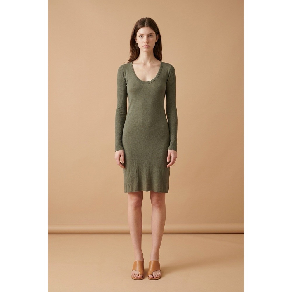 RICK OWENS Plinth F/W 13 Mid Sleeve Small Dress Stretch Knit Raw Hem Designer